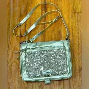 NWT Nine West Gold Sequined Tablet Crossbody Bag tablet cute bling casual